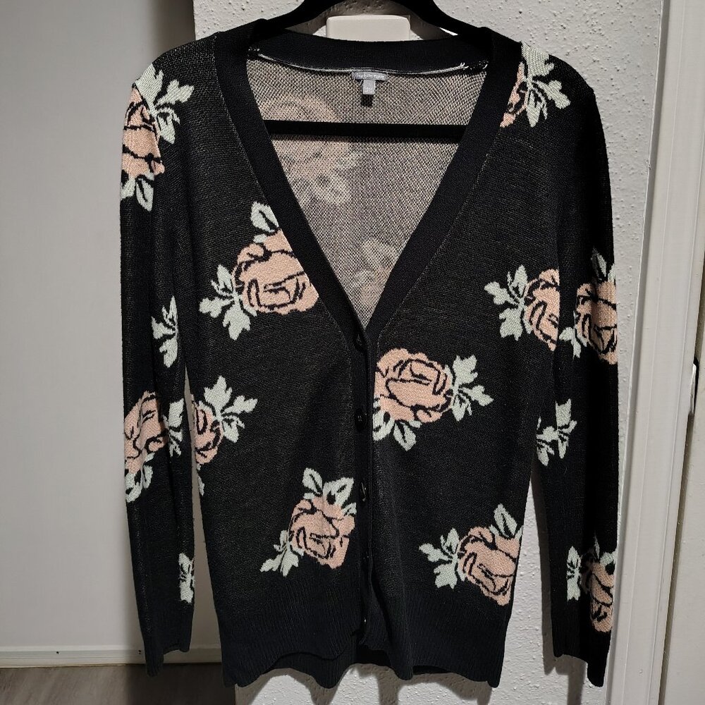Vintage Charlotte Russe Black Floral Cardigan